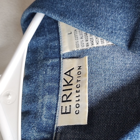 Erika Collection Dark Blue Floral Denim Shirt - Picture 6 of 7